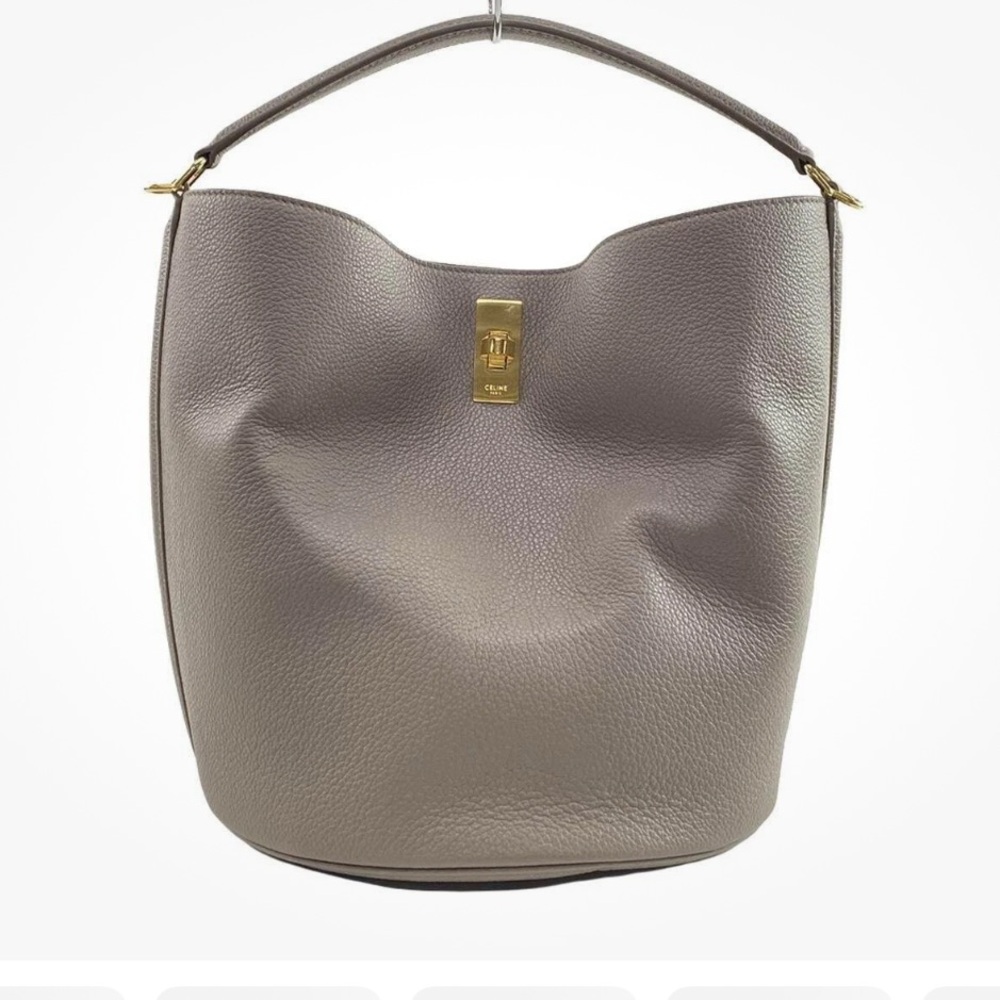 Celine Bucket 16 Grey Taupe with gold hardware